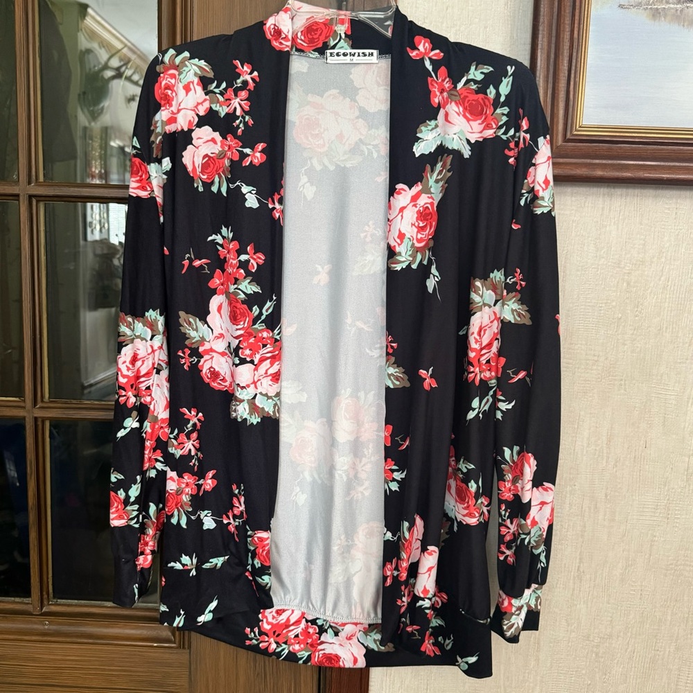 Ecowish Floral Open Cardigan